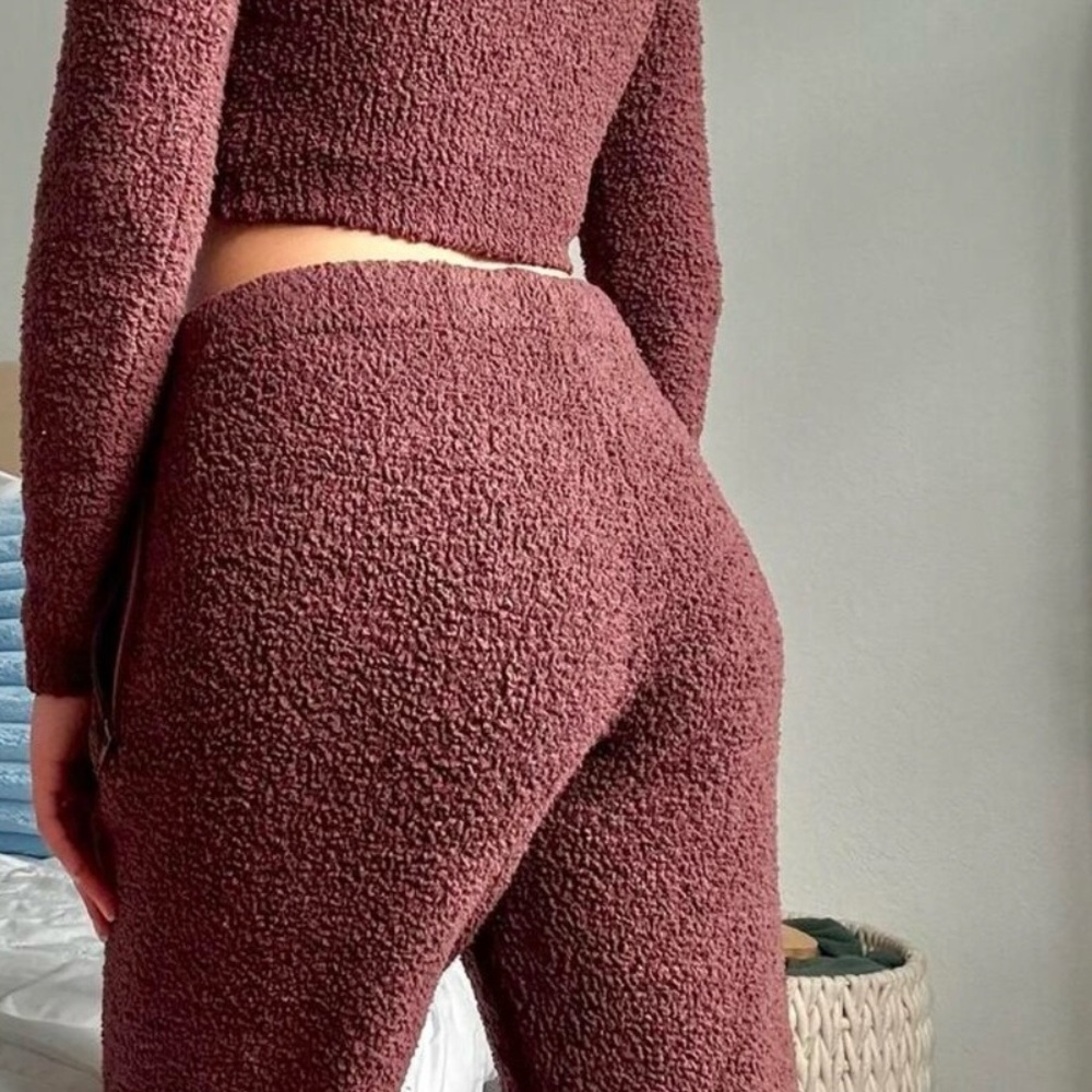 NWT SKIMS Cozy Knit Lounge Teddy Jogger Coco Brown S/M - Picture 2 of 8